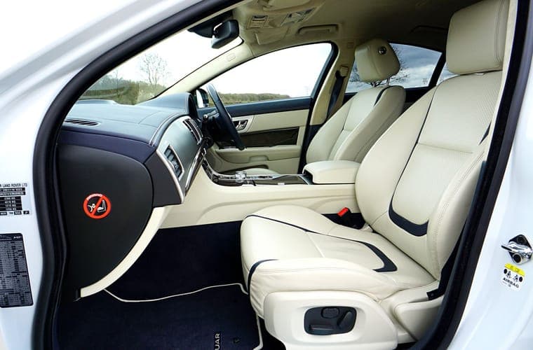 Close-up of an upholstered car seat back
